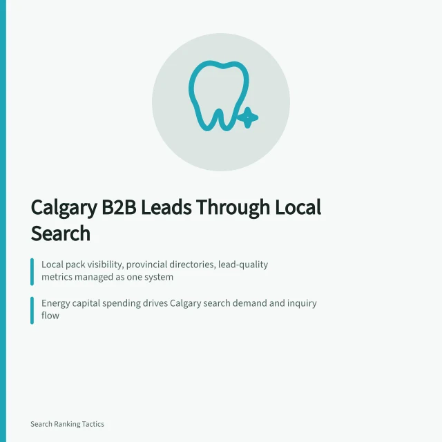 Card on Calgary B2B lead generation via local search and directories. How Calgary B2B firms build lead generation through local search