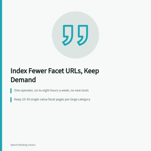 Card on faceted navigation crawl budget for ecommerce category page SEO. Ecommerce category page SEO: filters, faceted navigation, and crawl budget